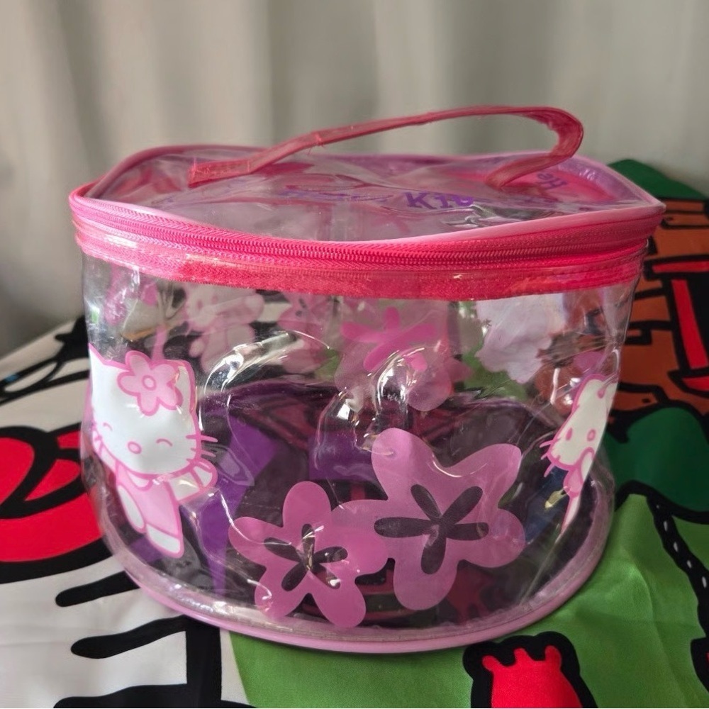 Vintage Y2K Hello Kitty Pink Floral Cosmetic Bag